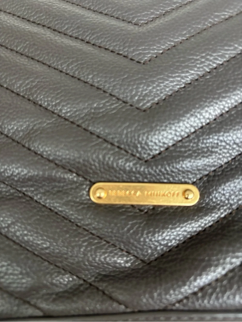 Rebecca Minkoff  pebbled  quilted leather Eddie flap chain  gold silver MINT